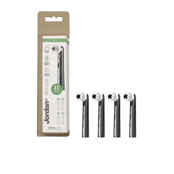 Jordan ® | Green Clean Electric Toothbrush Heads for Electric Toothbrush | Green Clean Sustainable Electric Toothbrush Brush Heads | Oral B Compatible | 4 Units Pack