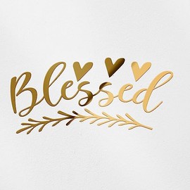 Decal Stickers of Blessed (Metallic Gold) (Set of 2) Luxury Weatherproof Vinyl Decal Stickers for Laptop Desktop Smartphone Car Dirt Bike Wall Room Mason Jar Bathtub Door - ANDsticg75846GO