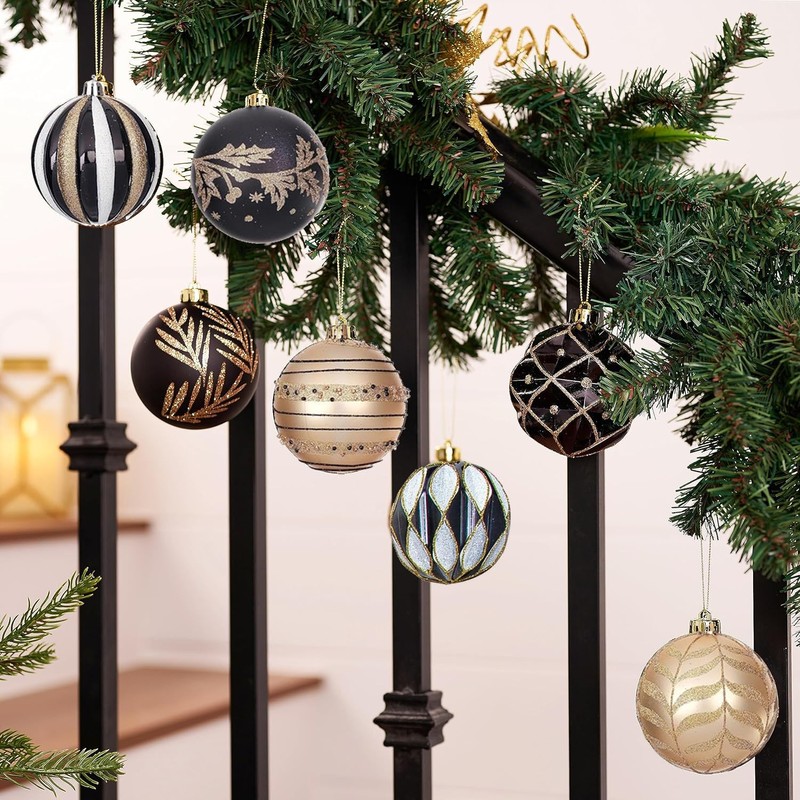 Christmas Baubles Christmas Tree Decoration Set, 30 Pieces, Black Gold
