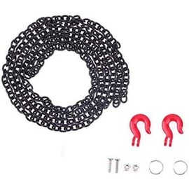 EONANT Metal Pendant Chain and Winch Hook with Towing Hitch RC Crawler Truck Accessory for 1/10 RC Car Model TRX-4 Axial SCX10 90046 (Black)