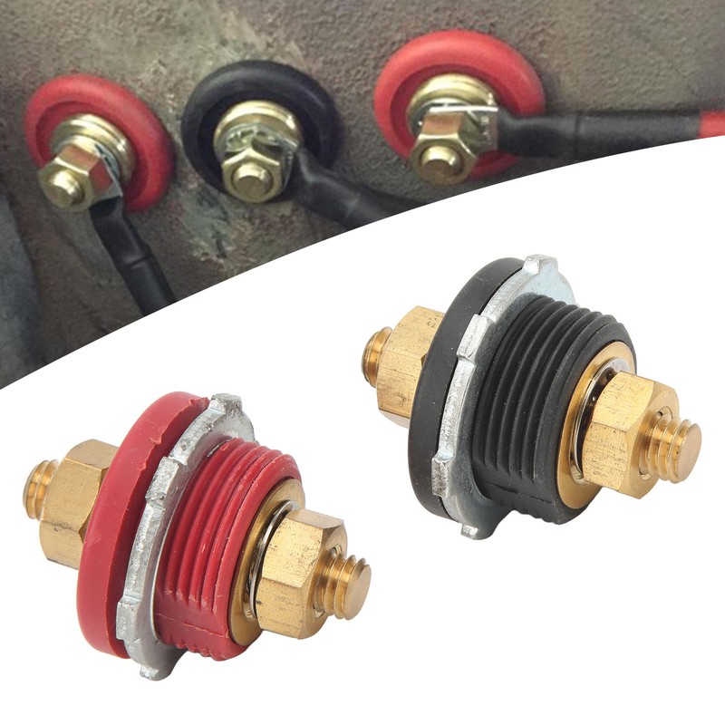 2 Pcs 3/8in Thru Panel Battery Terminal Connector 250A Positive