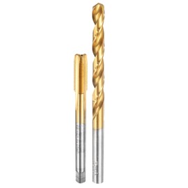 QUARKZMAN Tap and Drill Set, M7 x 0.75 Metric Straight Flute Tap & 6.2 mm Twist Drill, Titanium Coated HSS-6542 Thread Cutting Tool Set