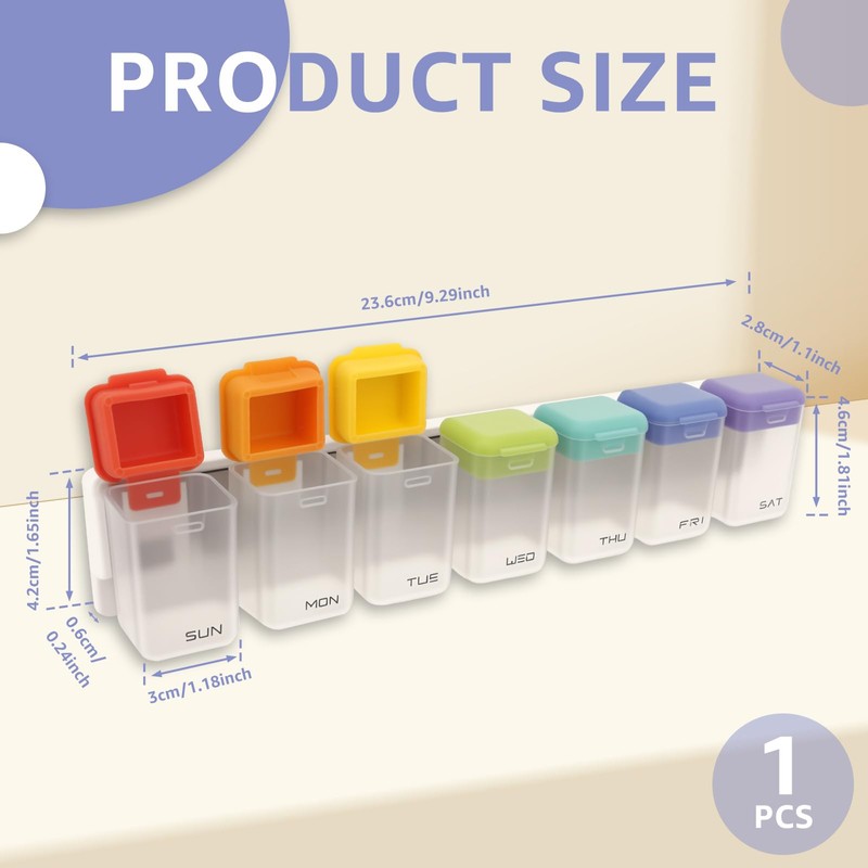 DJAPWPX Plastic Magnetic Weekly Pill Organizer, Removable Large Capacity Weekly