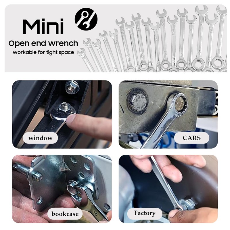 Bestgle 20Pcs Mini Wrench Set, Metric SAE Open Box End