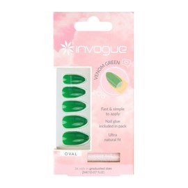 Invogue Venom Green Oval Nails (24 Pieces)