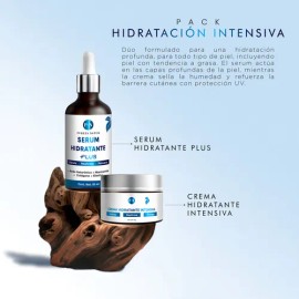 PUREZA NATUR Pack Hidratante intensivo serum Ácido hialurónico facial hidratante PLUS + Crema de hidratación intensiva | Paquete completo suero + crema para el cuidado de la piel e hidratación