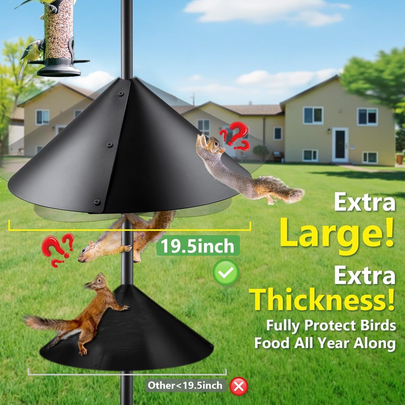 19.5 Inch Squirrel Baffle for Bird Feeder Pole Hang &
