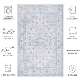SAFAVIEH Tucson Collection Accent Rug - 3' x 5', Beige & Green, Persian Design, Non-Shedding Machine Washable & Slip Resistant Ideal for High Traffic Areas in Entryway, Living Room, Bedroom (TSN165B)