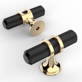 Amerdeco Pack of 10 Furniture Knobs Black Bar Handle Kitchen Fittings Cupboard Knobs for Cupboard Wardrobe with One Screw UK0069
