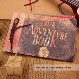 Our Adventure Book, Photo Album Scrapbook, 40 Pages DIY Handmade Album Scrapbook Movie Up Travel Scrapbook for Anniversary, Wedding, Travel etc. (ON)