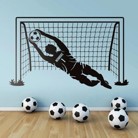 HONOKBNM Football Wall Sticker Soccer Player Sports Decal Football Vinyl Sticker Living Room Bedroom Kids Room Home Decor Wall Painting Art Sticker-Black-140x84cm