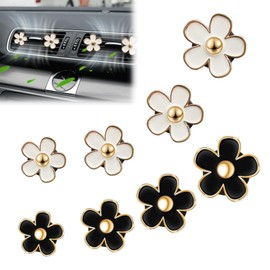 Pack of 8 Car Decoration for Ventilation Slots for Cars White Black Unique Design Daisy Flower Car Air Freshener Clip Car Decoration Interior Women Car Decoration Interior for Car Living Room
