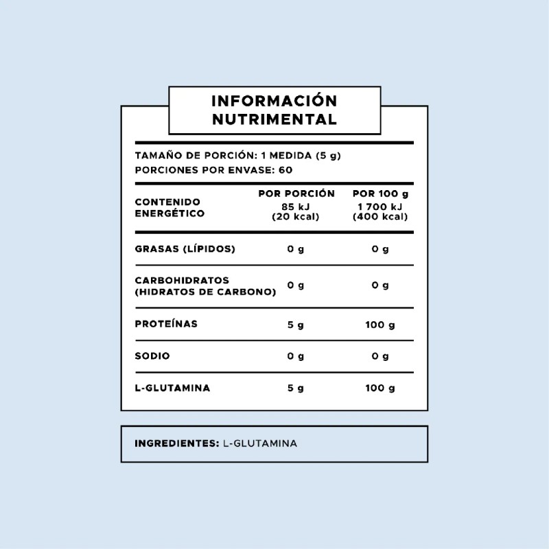 Suplemento Alimenticio Aminoácido Gluta 300g Pure Form Sin Sabor