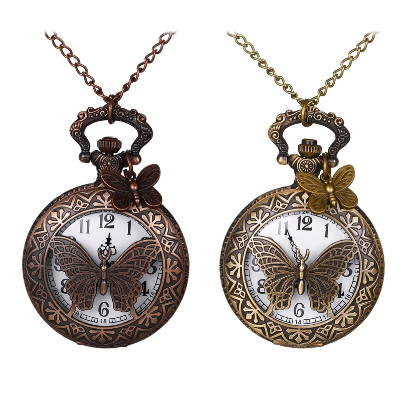 Avaner Hollow Butterfly Pocket Watches: Bronze Vintage Retro Analog Quartz