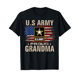 Vintage U.S Army Proud Grandma With American Flag T-Shirt