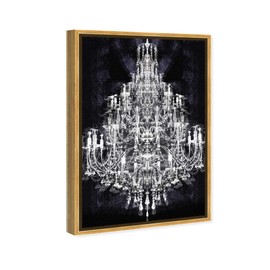 The Oliver Gal Artist Co. Fashion and Glam Framed Wall Art Canvas Prints 'Montecarlo Crystal' Chandeliers Home Décor, 16 in x 24 in, White, Black