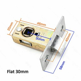 Boxonly 30mm Flat Tubular Mortice Latch Stainless Steel Door Latch Sprung Lever Door Handles