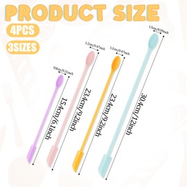 4pcs Cosmetics Splatula, Small Makeup Scrapers Mini Spatula Silicone Spatulas Set, Reusable for Cosmetic Bottle and Kitchen Jar Multifunctional Kitchen Thin Scraper Get Last of Makeup Out (Multicolor)