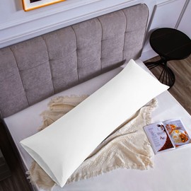 Set of 1 cushion cover, 100% cotton, 45 x 150 cm, 1 piece, super soft premium jersey pillowcase, white