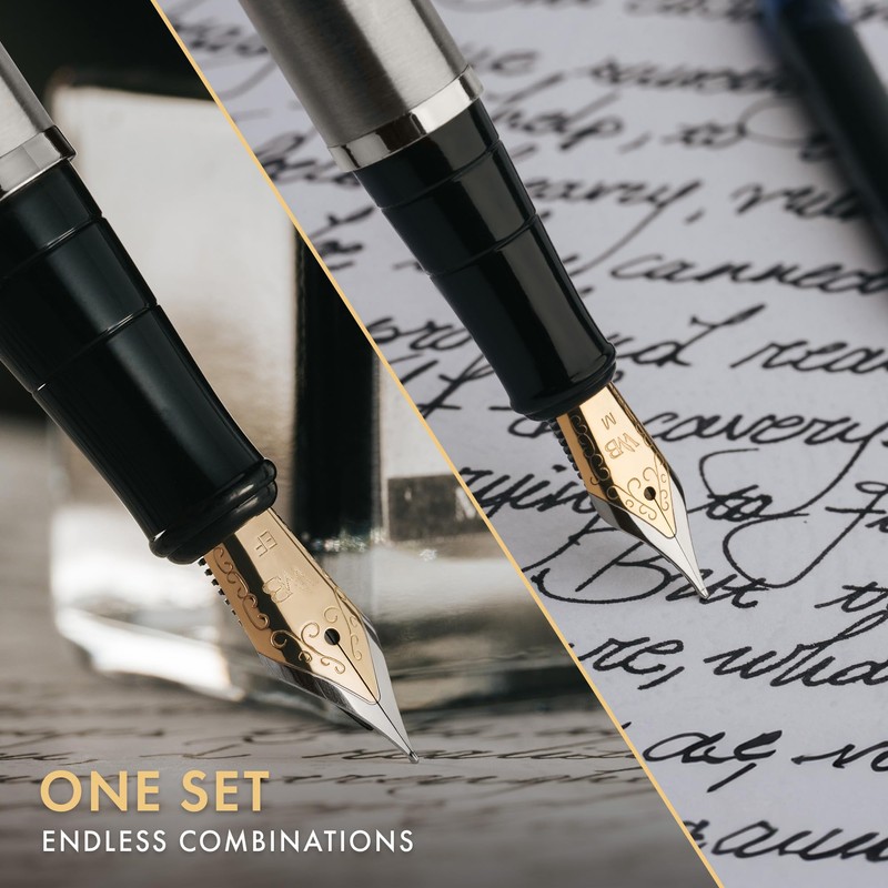 Wordsworth & Black Fountain Pen Set,18K Gilded Medium and Extra