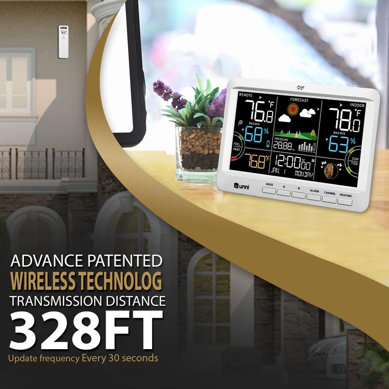 Weather Station Indoor Outdoor Thermometer Wireless, Home Atomic Clock with
