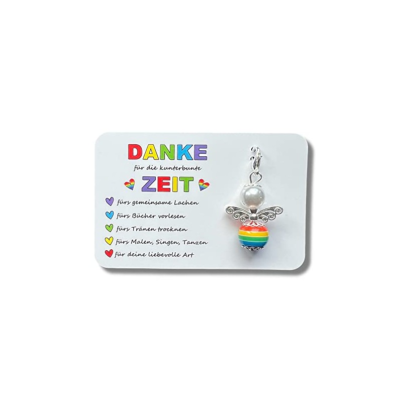 Kunterbunte Zeit Schutzengel Schlüsselanhänger DANKE Geschenk Abschied Erzieherin Kita Kindergarten