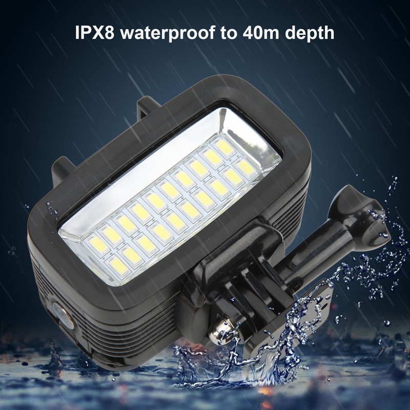 40m Underwater Video Fill Night Light IPX8 Waterprooof Dive Light