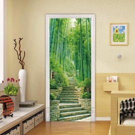 VIRANDA 3D Door Stickers Murals Peel and Stick - Bamboo - Door Wallpaper Self-Adhesive Door Decals Removable PVC Waterproof Door Poster for Bedroom Living Room Door 30.3" x 78.7"
