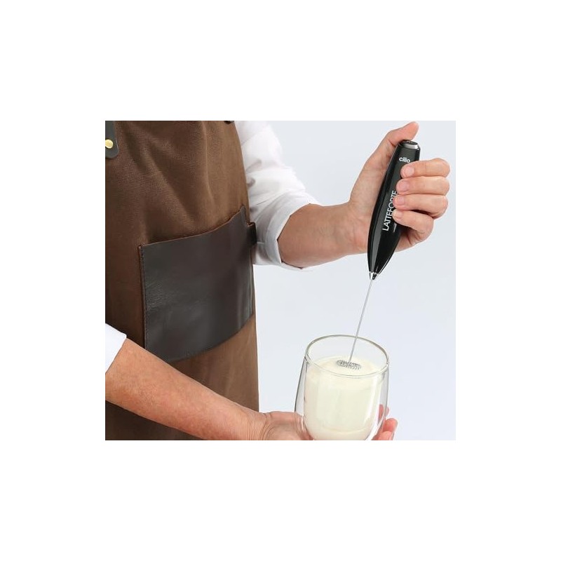 Cilio Latteforte Battery Powered Milk Frother, with Stainless Steel Stand,