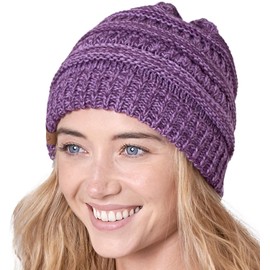 Tough Headwear Womens Winter Hat - Warm Chunky Cable Knit Beanies - Winter Beanie Hats for Women Cold Weather - Beanies Women Purple