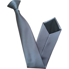 Men's Slate Grey 100% Satin Clip On Tie GBTC