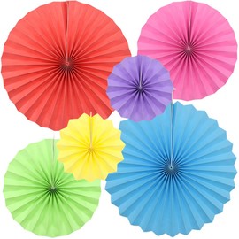 CEEYSEE Pack of 6 Paper Fans Decoration 20/30/40 cm Paper Fans Hanging Coloured Paper Fan Paper Garland Decoration for Party Celebration Wedding Baby Shower Birthday Decoration (Colour/ZCIS)