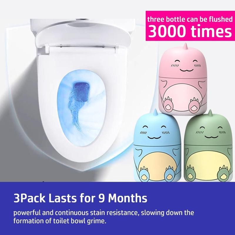 Toilet Bowl Cleaner, Cute Dinosaur-Shaped, Long-Lasting & Automatic，Ocean, Jasmine, Peach