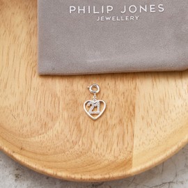 Philip Jones 21st Birthday Heart Charm Created with Zircondia® Crystals