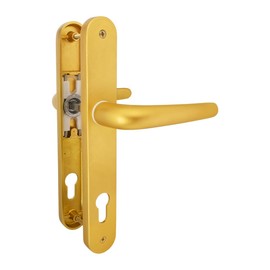 Bwintech 1 Set Gold Anodised UPVC Door Handles Made of 304 Stainless Steel, 92 mm Backset, 210 mm Screw Hole Spacing, 243 mm Plate Length, Suitable for Patio Door, Front Door, Exterior Door