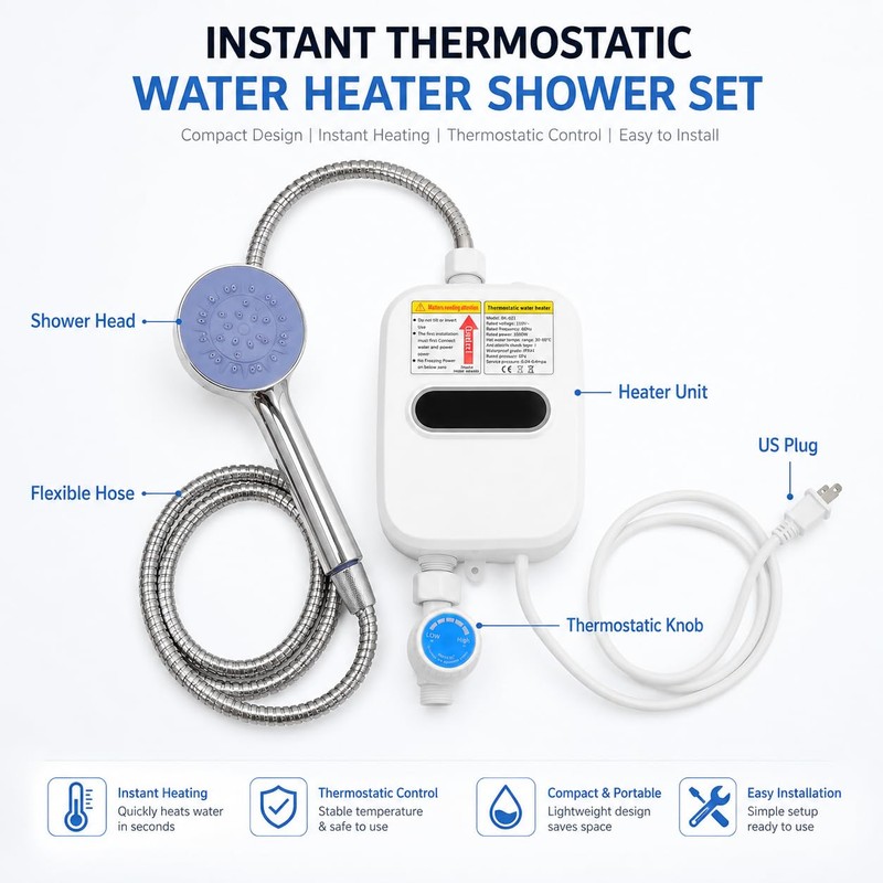 NOLITOY Electric Tankless Water Heater : Anti Scald Instant Hot