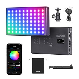 Neewer SL80-APP RGB Led Video Light with APP Control, Built-in 4150mAh Rechargeable Battery, 360°Full Color/9 Light Effects/3200K-8500K for Gaming, YouTube, Vlog, Product, Video, Studio Shooting