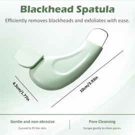 WALWAL Blackhead Remover Tool for Deep Cleansing Manual Pore Cleaner with Stainless Steel Head Gentle Facial Scrubber Spatula(Light Green)
