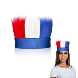 Hairy Headband Hat Wigs 4th of July Party Decorations American Flag Hairband Election Day Elastic Crazy Hair Headband for Patriotic Party Costume Celebrations Accessories Red Blue White Colorful Wigs