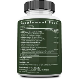 Ancestral Supplements Greens Powder Capsules - 615mg Each - 180 Count