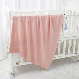 mimixiong Baby Blanket 100% Cotton Knit Baby Blankets Baby Gifts Baby Essentials for Newborn, 100 x 80 cm Baby Pink