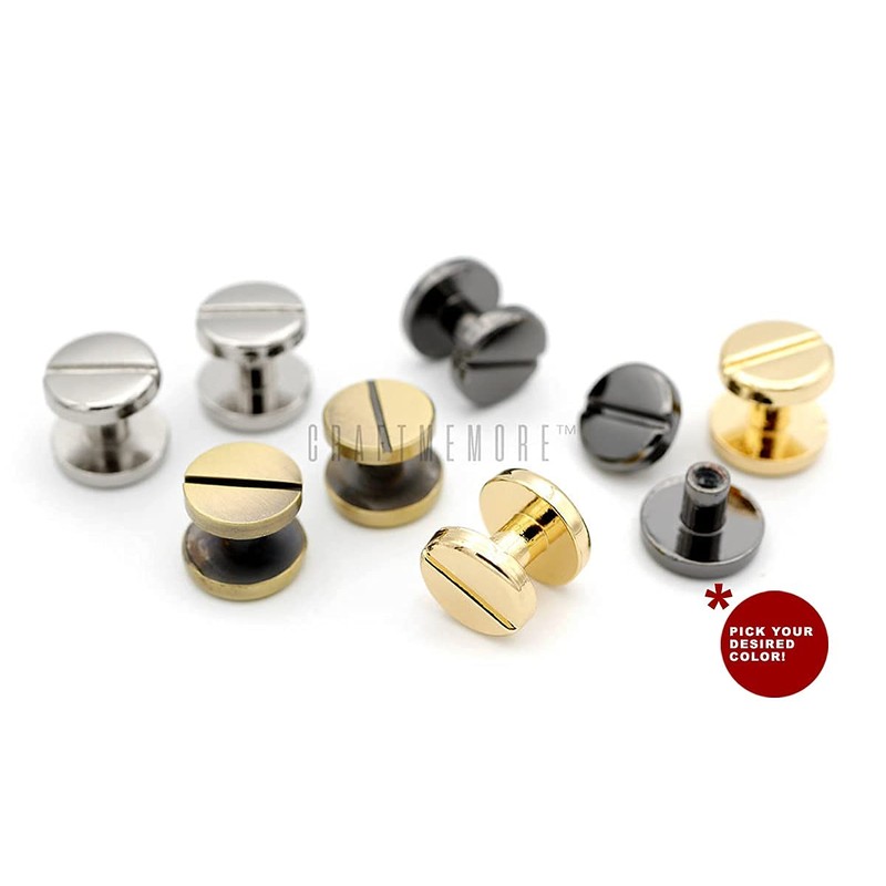 CRAFTMEMORE 11mm Chicago Screw Rivets Flat Cap Screw Posts Stud