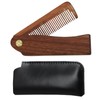 Folding Moustache Comb, Wooden Beard Comb For Men with Carrying