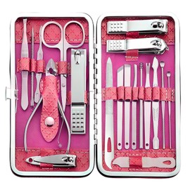Manicure Set - 19 in 1 Professional Nail Clippers Pedicure Kit, Manicure Tool Kit, Stainless Steel Facial Grooming Set Kit, Gift Idea for Women, Men, Girls, Teens, Red