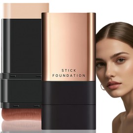 2 In 1 Anti Wrinkle Foundation Stick,Korea Eraser Foundation Stick with Brush,Light Cream Texture,Built-In Brush Exquisite Double,Cover Dark Spot,Suitable for Natural Makeup,Moisturizing(Natural)