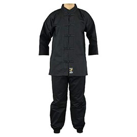 Playwell Martial Arts Kung Fu Cotton Uniform - All Black (00/120cm)
