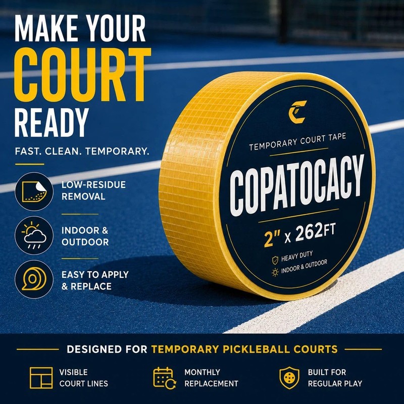 Copatocacy Pickleball Court Tape, 2 in x 262 ft, Temporary