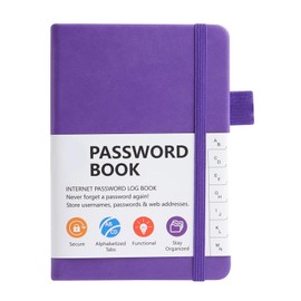 A6 Password Book Alphabetical with Tabs, Hardcover Password Keeper Book, Password Book for Seniors for Internet Website Address Login Details (Purple)