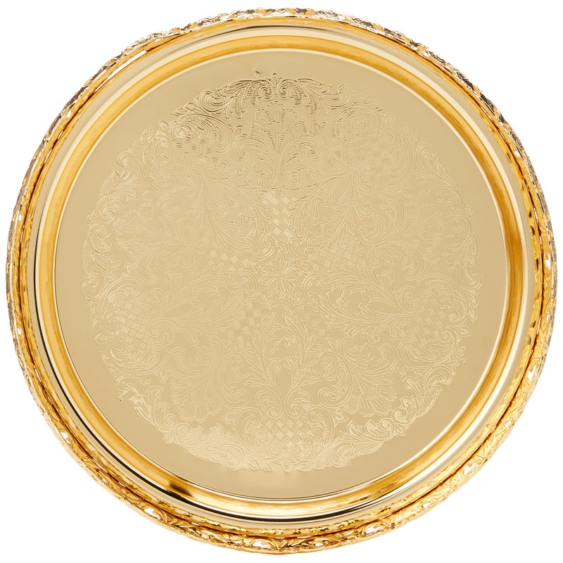 Royal Silver/Gold Round Stylish 23cm Silver/Gold Plated Paandan Tray Home