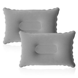 2 Stück Aufblasbares Kissen Strand, Reisekissen Aufblasbar Strandkissen Luftkissen Kopfkissen Reisekissen Camping Ultraleicht für Wandern Reisen (Grau)